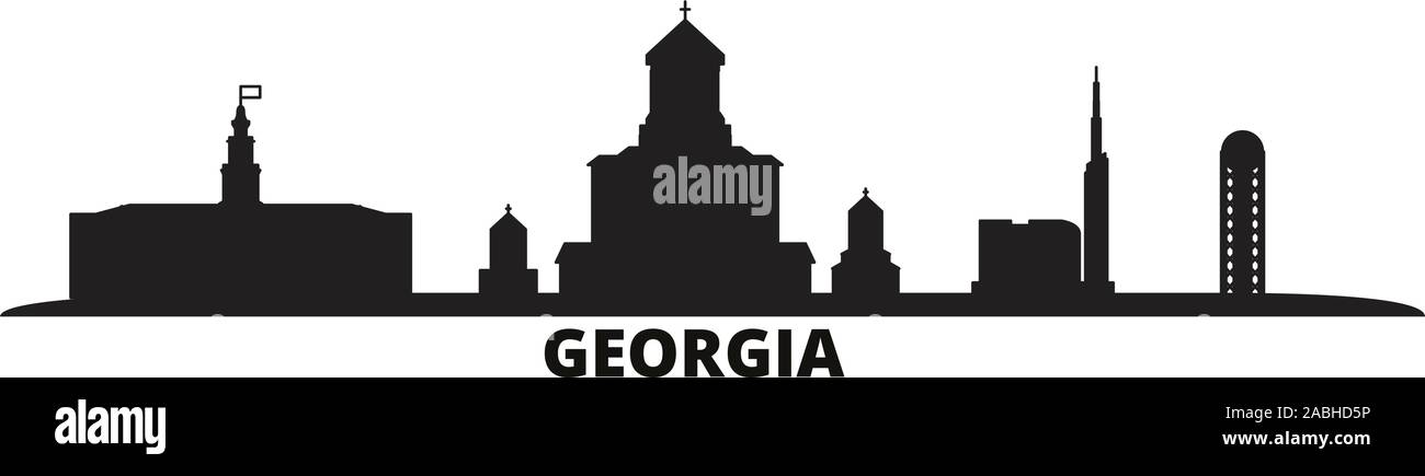 La Georgia skyline della città isolata illustrazione vettoriale. La Georgia travel cityscape con punti di riferimento Illustrazione Vettoriale