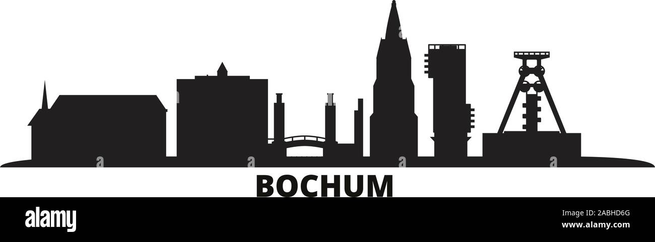 Germania, Bochum skyline della città isolata illustrazione vettoriale. Germania, Bochum cityscape di viaggio con i punti di riferimento Illustrazione Vettoriale