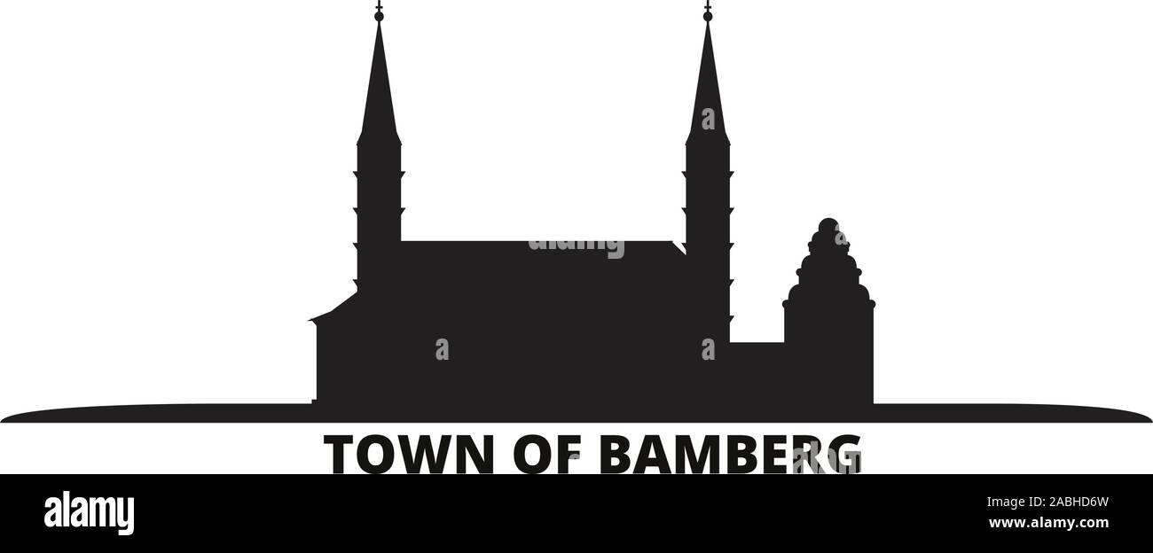 Germania Bamberg skyline della città isolata illustrazione vettoriale. Germania Bamberg cityscape di viaggio con i punti di riferimento Illustrazione Vettoriale
