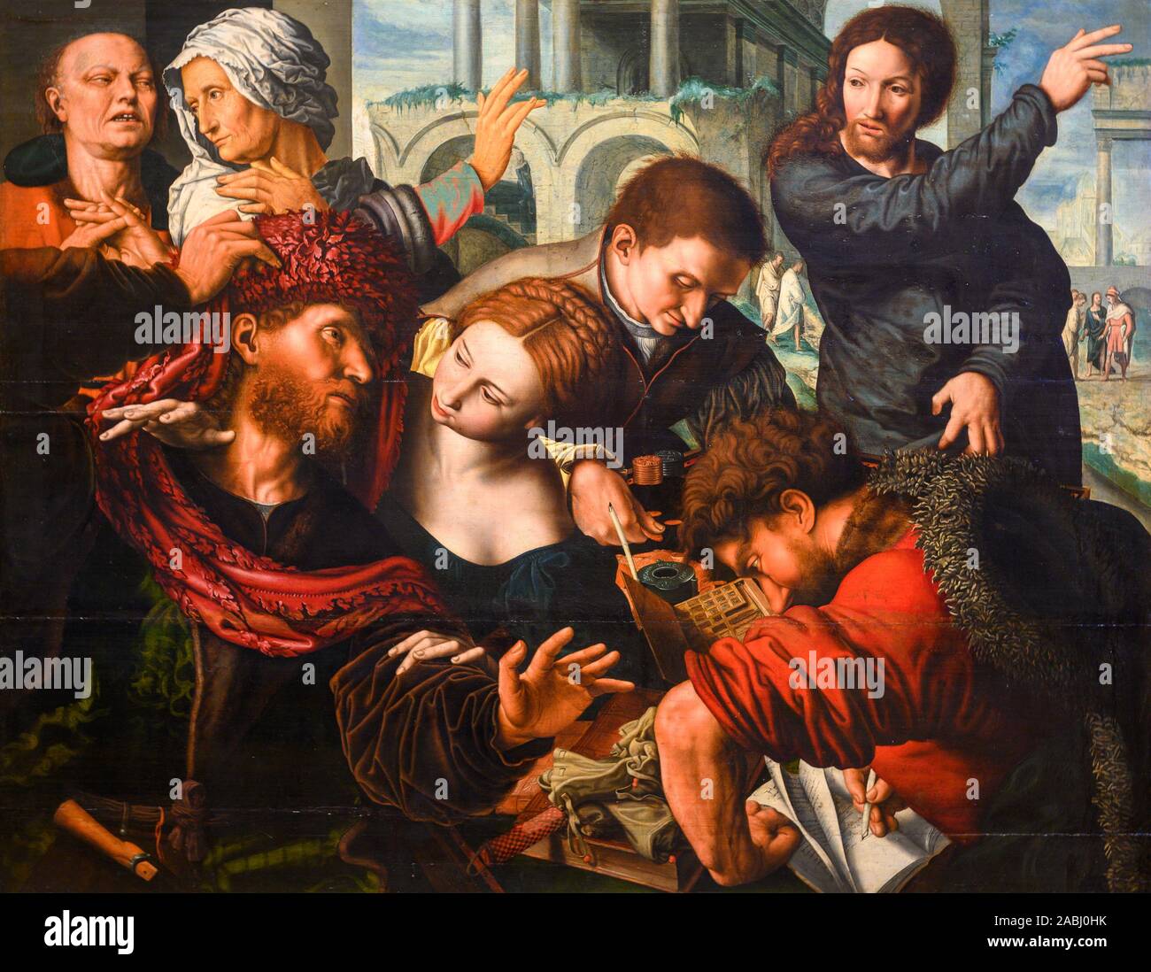 "La chiamata dell apostolo Matteo' di Jan Sanders van Hemessen (c. 1500 - c. 1566). Foto Stock