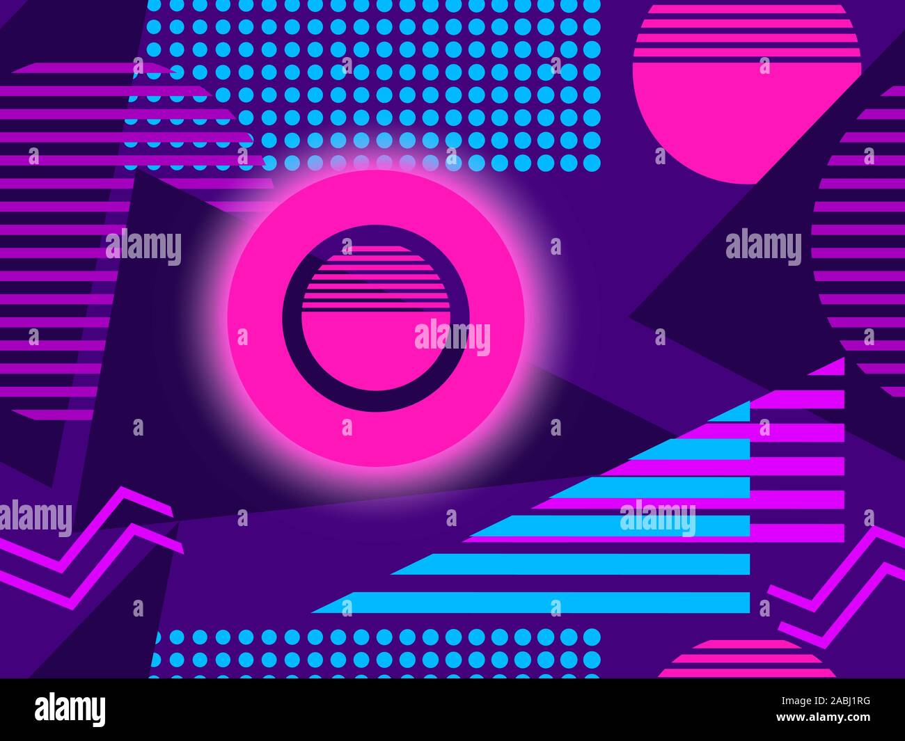Cyberpunk seamless pattern. Il futurismo retrò del 80s. Il Neon round e memphis elementi geometrici. Synthwave sfondo. Illustrazione Vettoriale Illustrazione Vettoriale