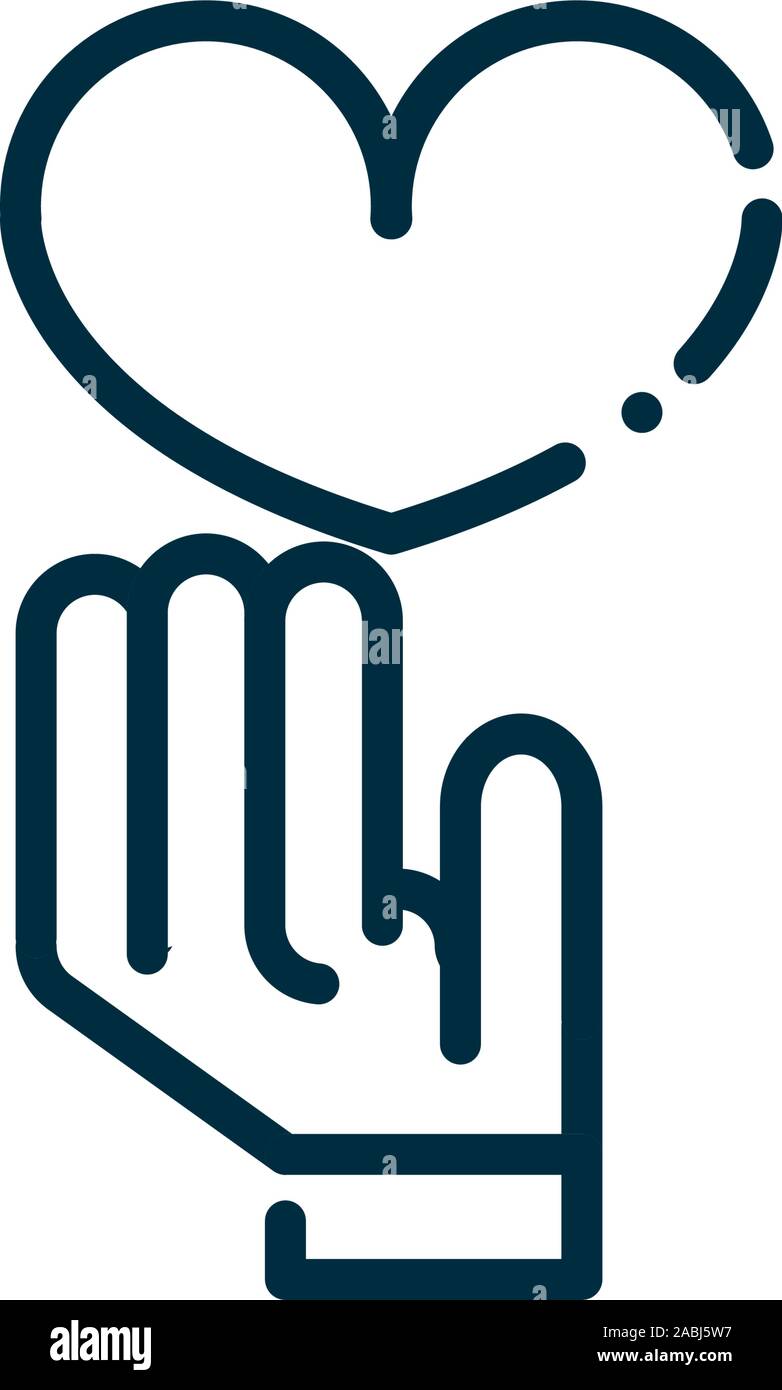 La mano con il cuore della pace e dei diritti umani la linea illustrazione vettoriale Illustrazione Vettoriale