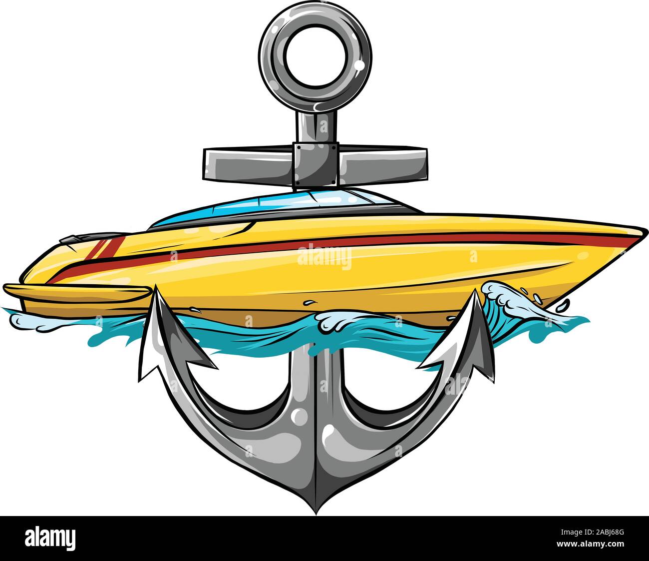 Navi yacht e barche di set di icone con i simboli di navigazione piana vettore isolato illustrazione Illustrazione Vettoriale