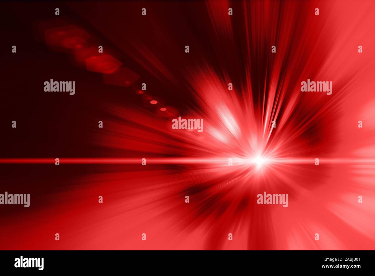 Laser a luce rossa astratto di svasatura per lo sfondo. Foto Stock