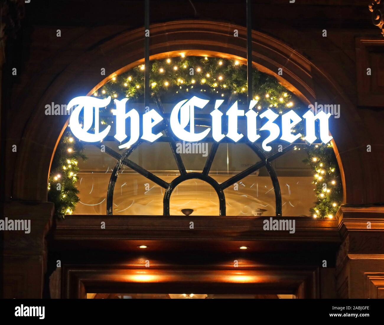 The Citizen, bar and dining, vecchi uffici del quotidiano Glasgow Evening Citizen, 24 St Vincent Place, Glasgow, Scozia, Regno Unito, G1 2EU Foto Stock