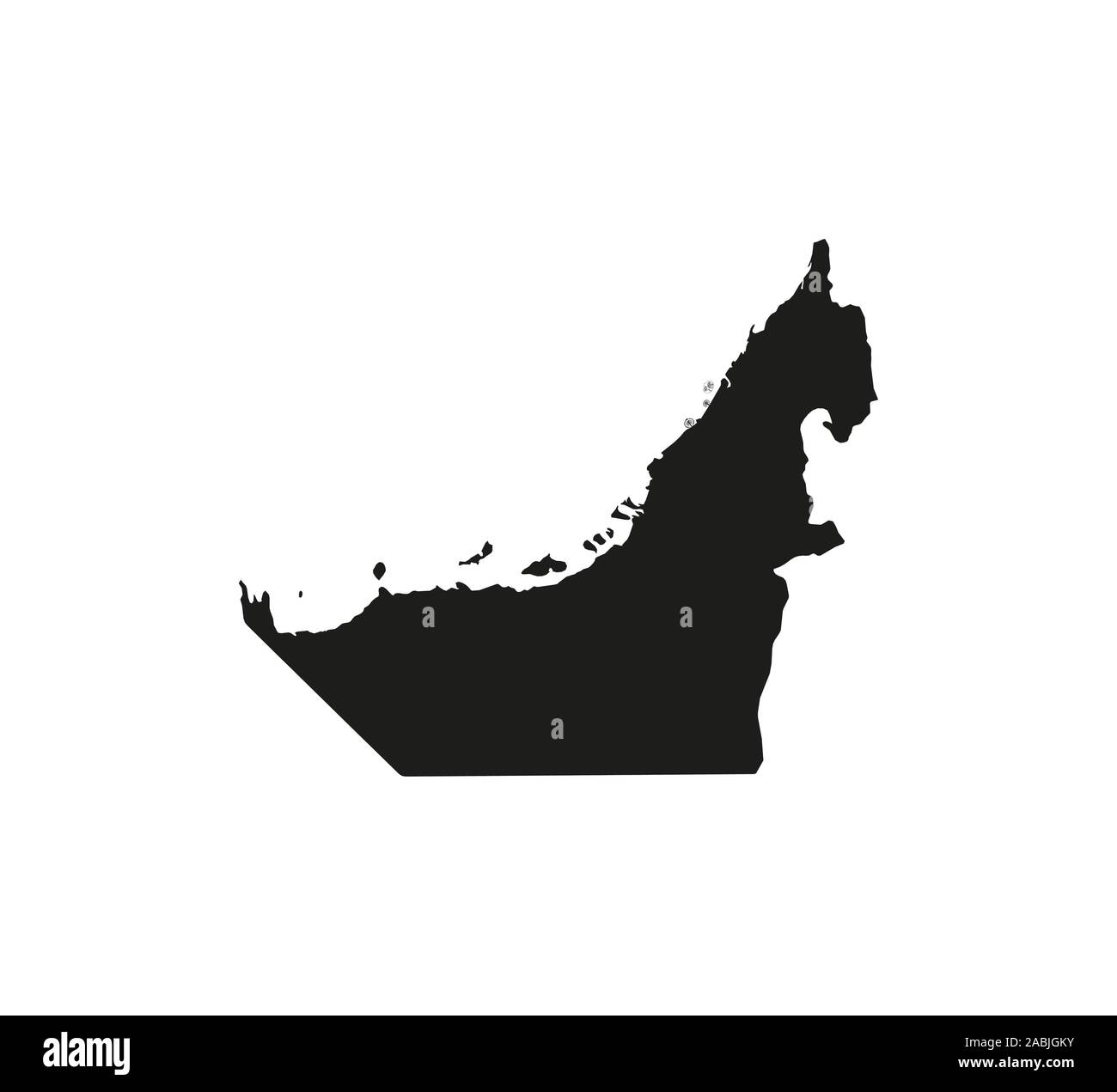 Mappa DEGLI EMIRATI ARABI UNITI su sfondo bianco. Illustrazione Vettoriale. Illustrazione Vettoriale