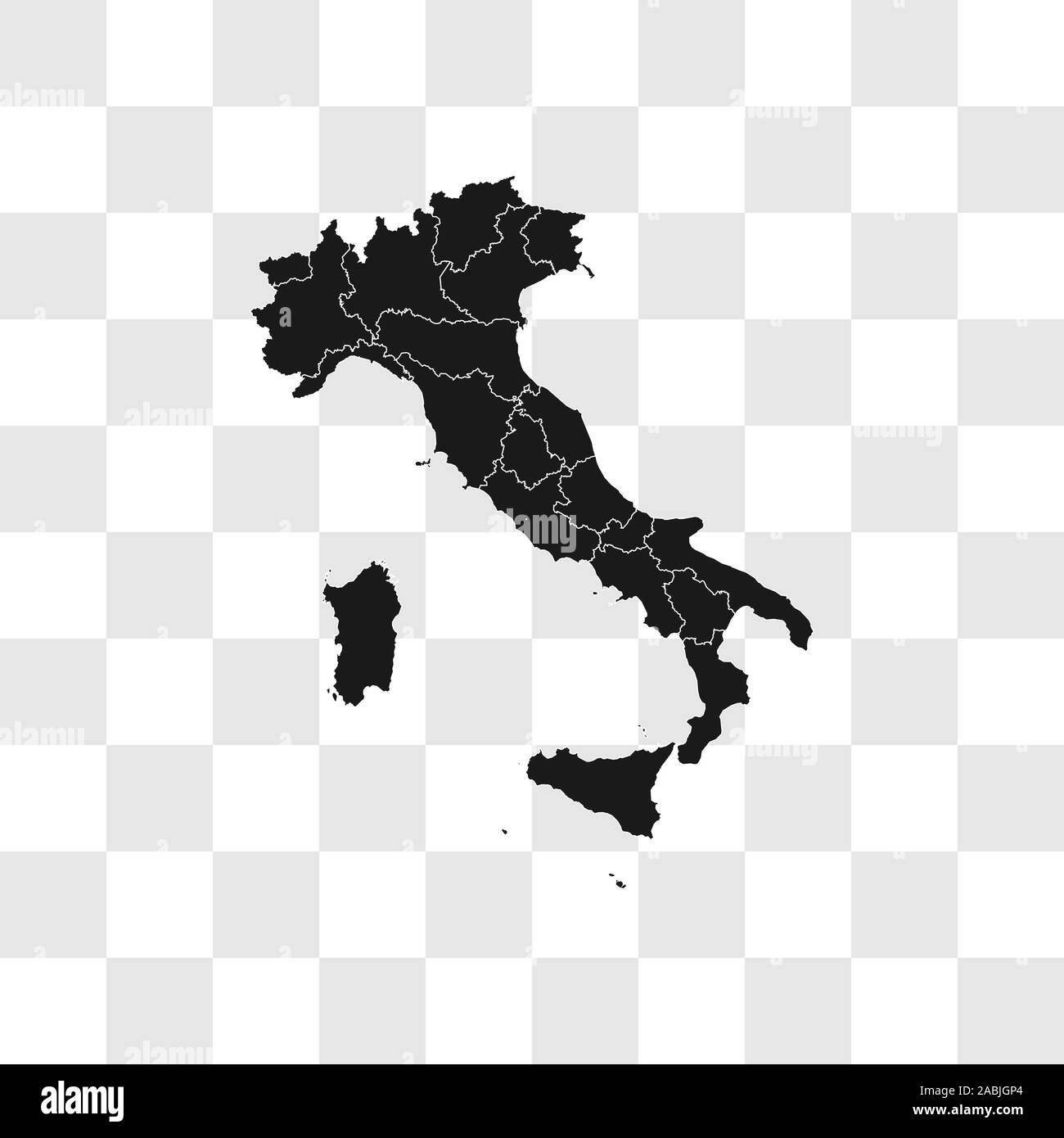 Mappa Italia su sfondo trasparente. Illustrazione Vettoriale. Illustrazione Vettoriale