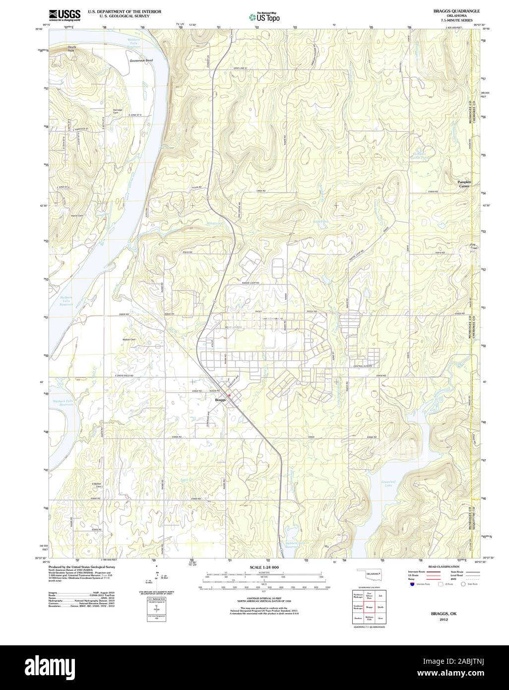 Mappa di braggs oklahoma immagini e fotografie stock ad alta