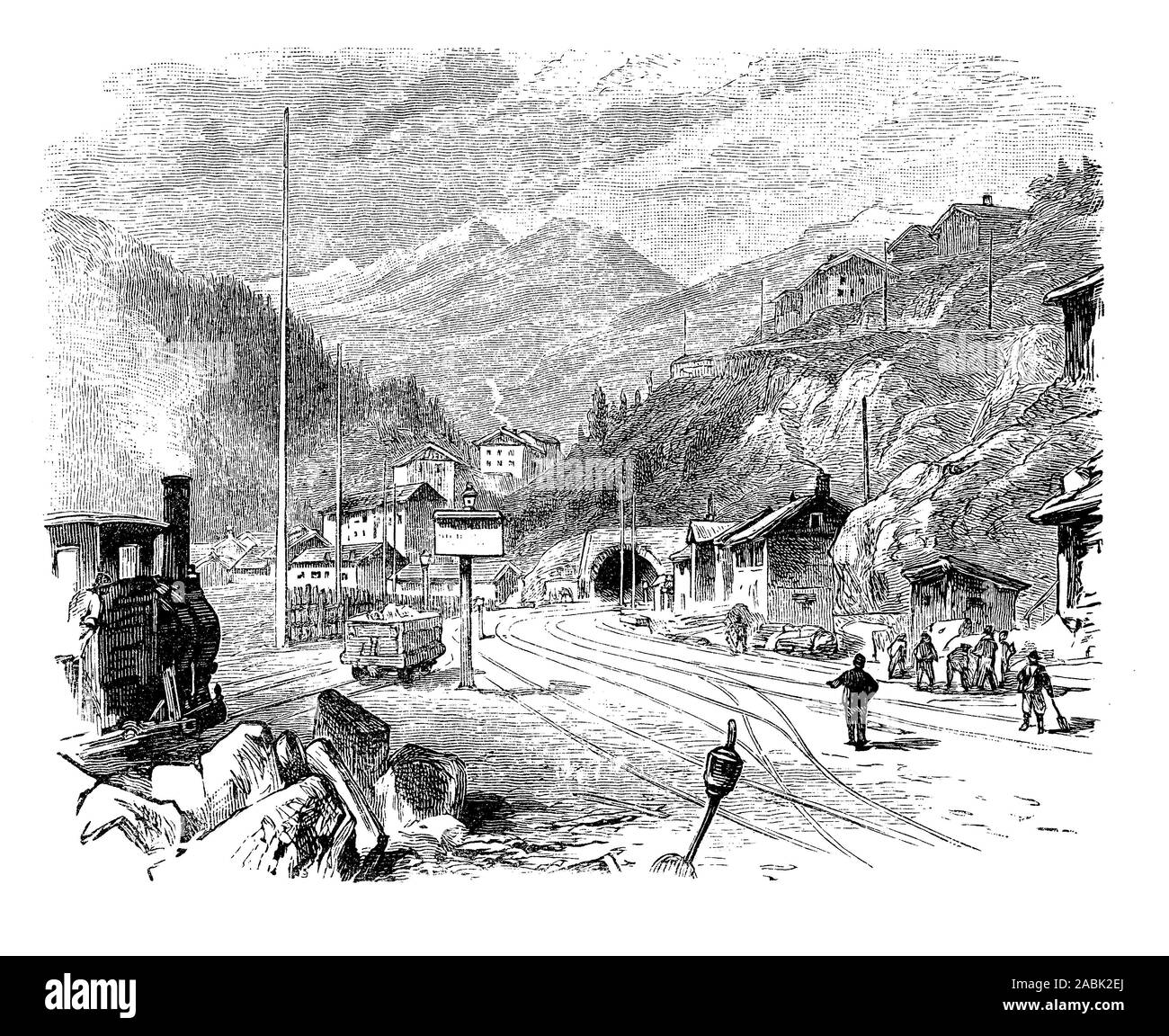 San Anton sul tunnel Arlberg trasversale ferroviaria transalpina in Austria che collegano Innsbruck a Bludenz Foto Stock