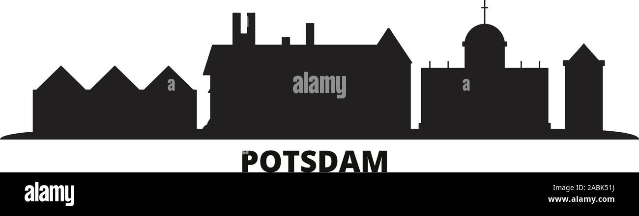 Germania, Potsdam skyline della città isolata illustrazione vettoriale. Germania, Potsdam cityscape di viaggio con i punti di riferimento Illustrazione Vettoriale