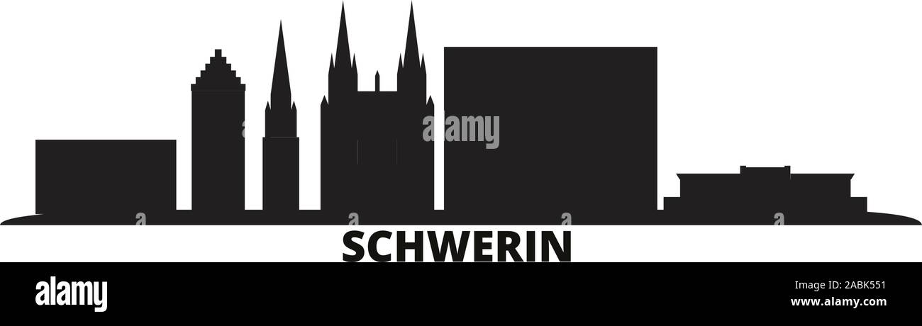 Germania, Schwerin skyline della città isolata illustrazione vettoriale. Germania, Schwerin cityscape di viaggio con i punti di riferimento Illustrazione Vettoriale