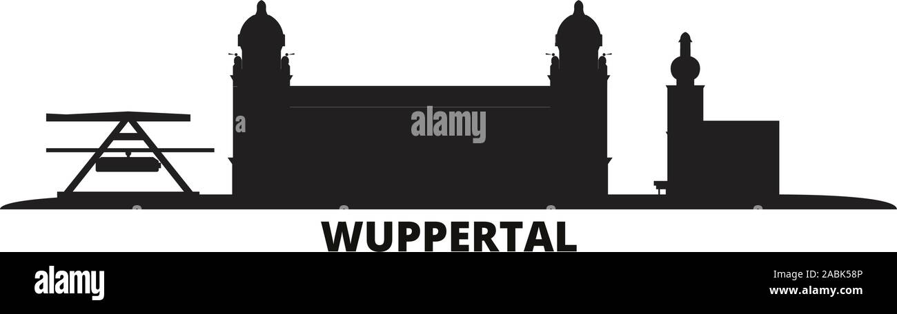 Germania, Wuppertal skyline della città isolata illustrazione vettoriale. Germania, Wuppertal cityscape di viaggio con i punti di riferimento Illustrazione Vettoriale