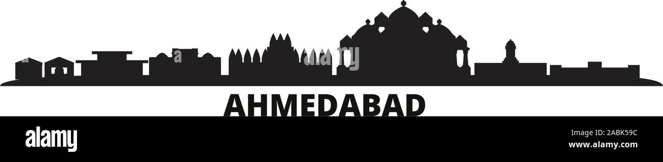 India, Ahmedabad skyline della città isolata illustrazione vettoriale. India, Ahmedabad cityscape di viaggio con i punti di riferimento Illustrazione Vettoriale
