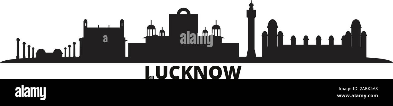 India, Lucknow skyline della città isolata illustrazione vettoriale. India, Lucknow cityscape di viaggio con i punti di riferimento Illustrazione Vettoriale