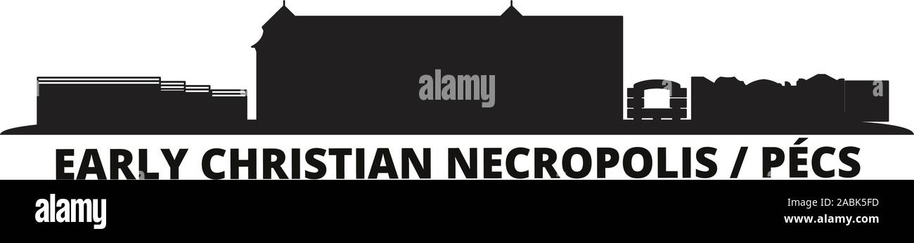 Ungheria Pecs, presto necropoli cristiana dello skyline della città isolata illustrazione vettoriale. Ungheria, Pecs, inizio necropoli cristiana cityscape di viaggio con l Illustrazione Vettoriale