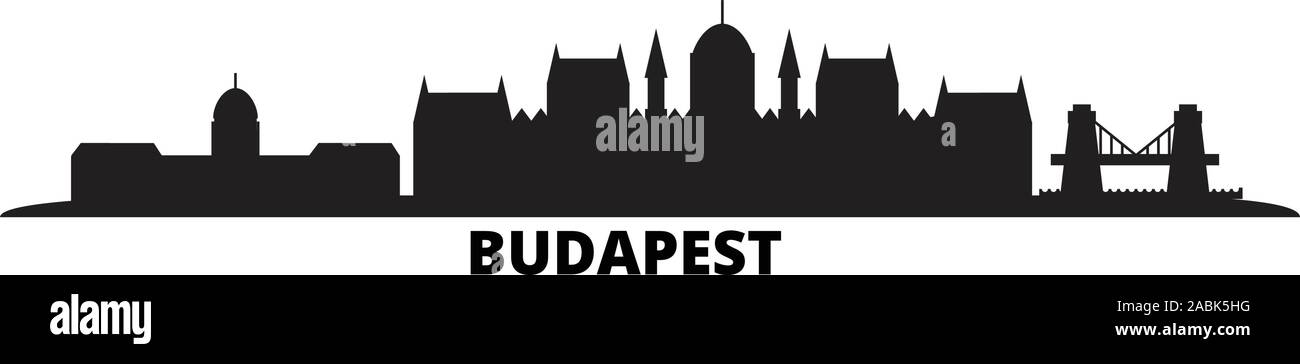 Ungheria, Budapest City skyline isolato illustrazione vettoriale. Ungheria, Budapest cityscape di viaggio con i punti di riferimento Illustrazione Vettoriale