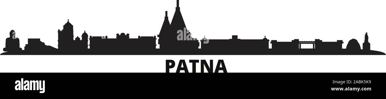 India, Patna skyline della città isolata illustrazione vettoriale. India, Patna travel cityscape con punti di riferimento Illustrazione Vettoriale