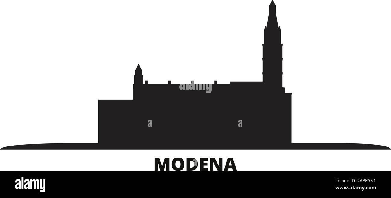 L'Italia, Modena skyline della città isolata illustrazione vettoriale. L'Italia, Modena cityscape di viaggio con i punti di riferimento Illustrazione Vettoriale