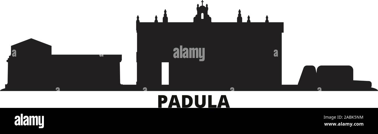 L'Italia, Padula skyline della città isolata illustrazione vettoriale. L'Italia, Padula travel cityscape con punti di riferimento Illustrazione Vettoriale