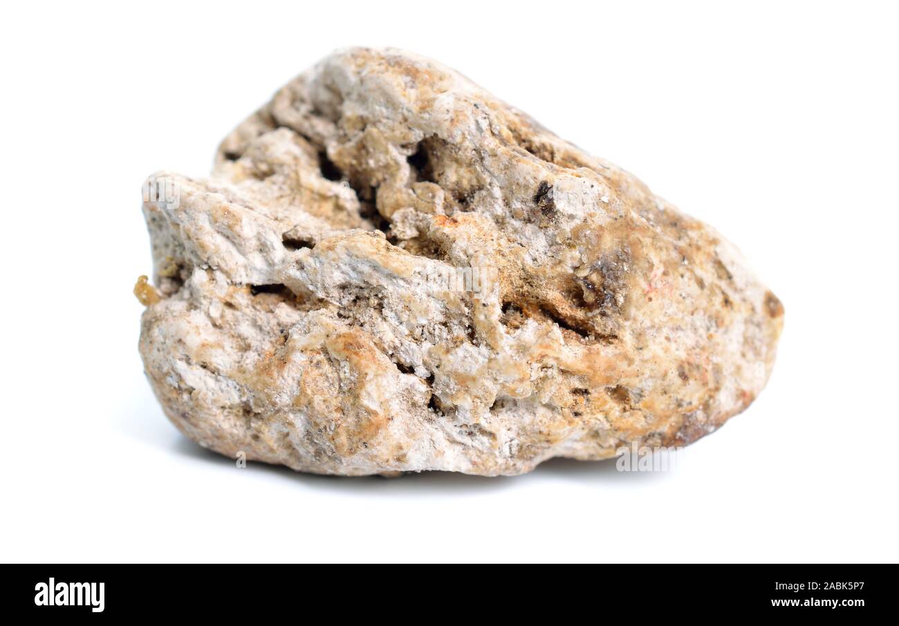 Ambergris, ambre gris, ambergrease o ambra grigia. Isolato su sfondo bianco Foto Stock