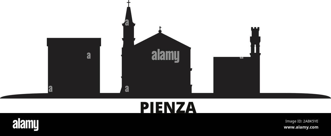 L'Italia, Pienza skyline della città isolata illustrazione vettoriale. L'Italia, Pienza cityscape di viaggio con i punti di riferimento Illustrazione Vettoriale