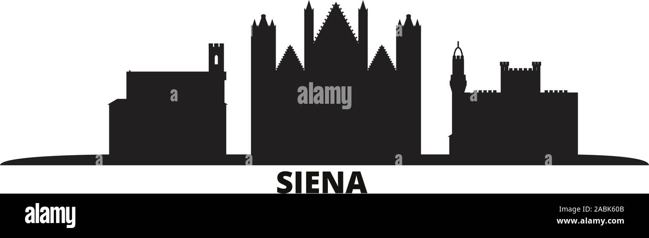 L'Italia, Siena skyline della città isolata illustrazione vettoriale. L'Italia, Siena travel cityscape con punti di riferimento Illustrazione Vettoriale