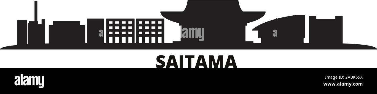 Giappone, Saitama City skyline isolato illustrazione vettoriale. Giappone, Saitama travel cityscape con punti di riferimento Illustrazione Vettoriale