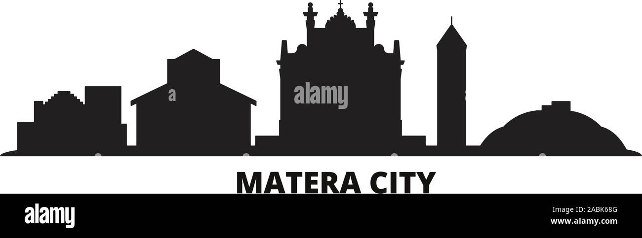 L'Italia, Matera Città dello skyline della città isolata illustrazione vettoriale. L'Italia, Matera città cityscape di viaggio con i punti di riferimento Illustrazione Vettoriale