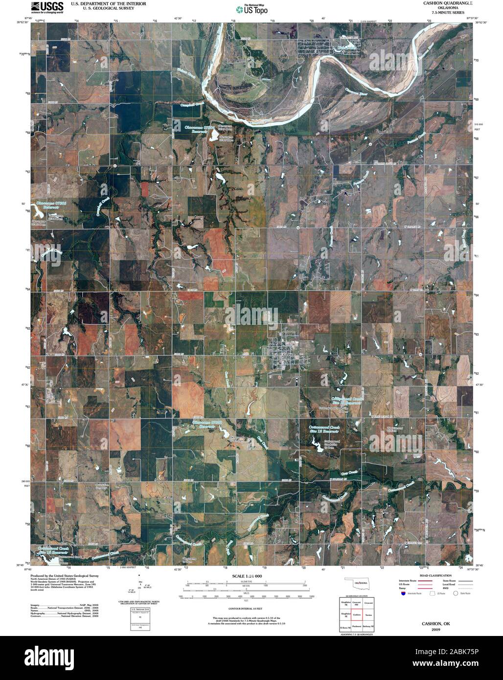 USGS TOPO Map Oklahoma OK Cashion 20091229 TM il restauro Foto Stock