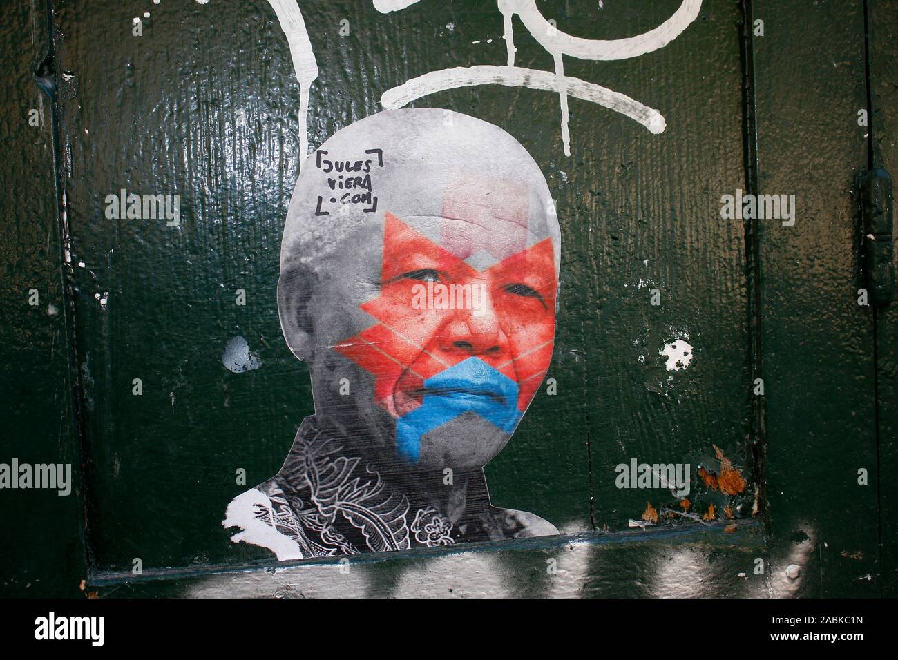 Impressionen - Nelson Mandela, Graffity/ Street Art, Montmartre, Parigi, Frankreich/ Francia (nur fuer redaktionelle Verwendung. Keine Werbung. Referenz Foto Stock