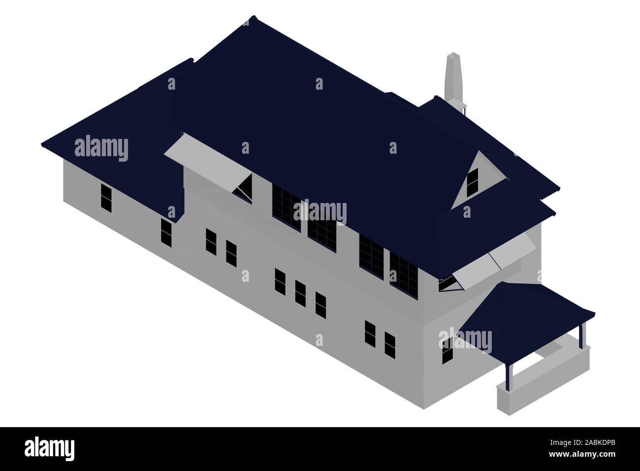A due piani cottage. Casa poligonale isolato sullo sfondo bianco. Vista isometrica a. 3D. Illustrazione Vettoriale. Illustrazione Vettoriale