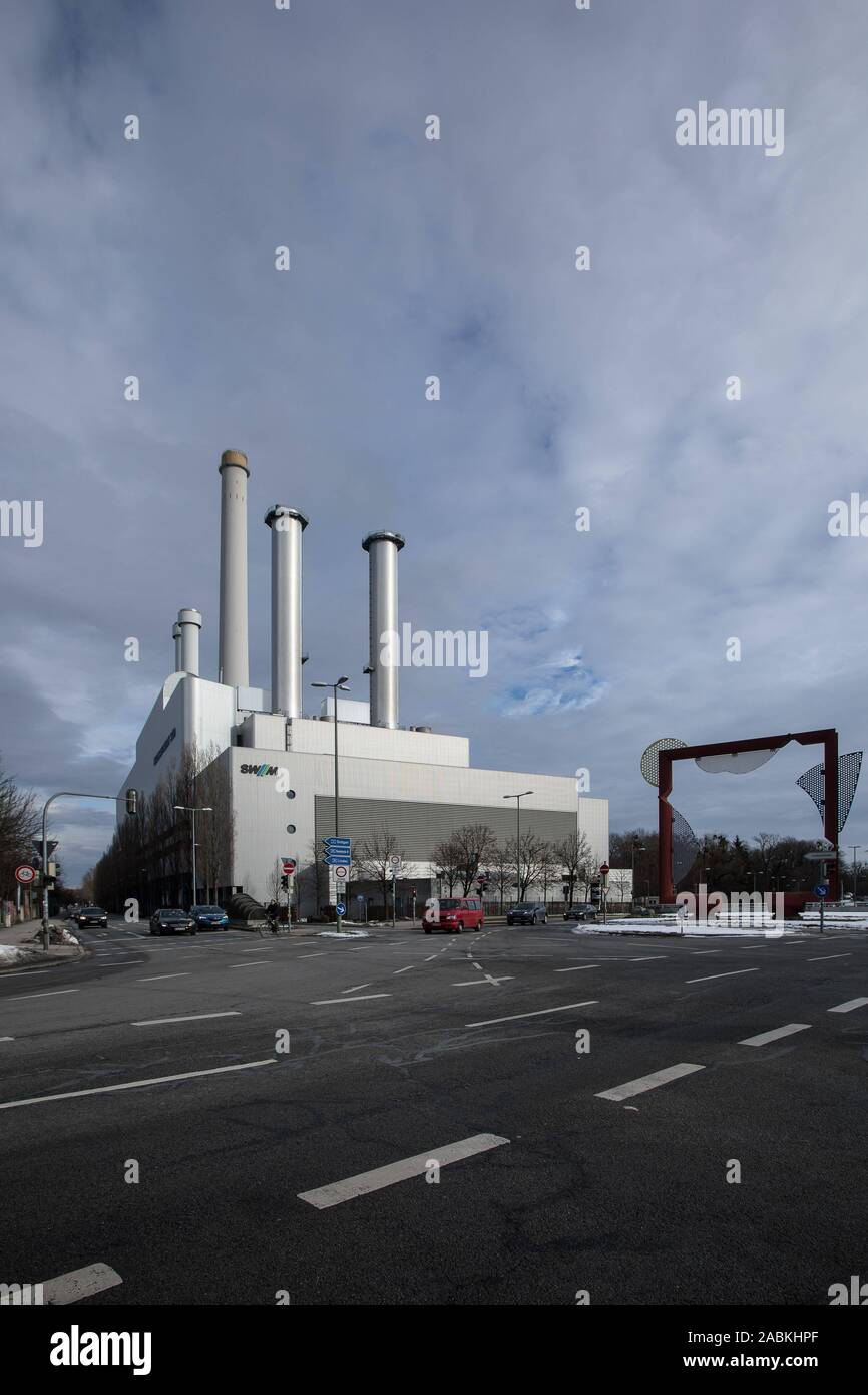 Il Sud impianto di cogenerazione di energia termica ed elettrica di Stadtwerke München (SWM) in Sendling. [Traduzione automatizzata] Foto Stock