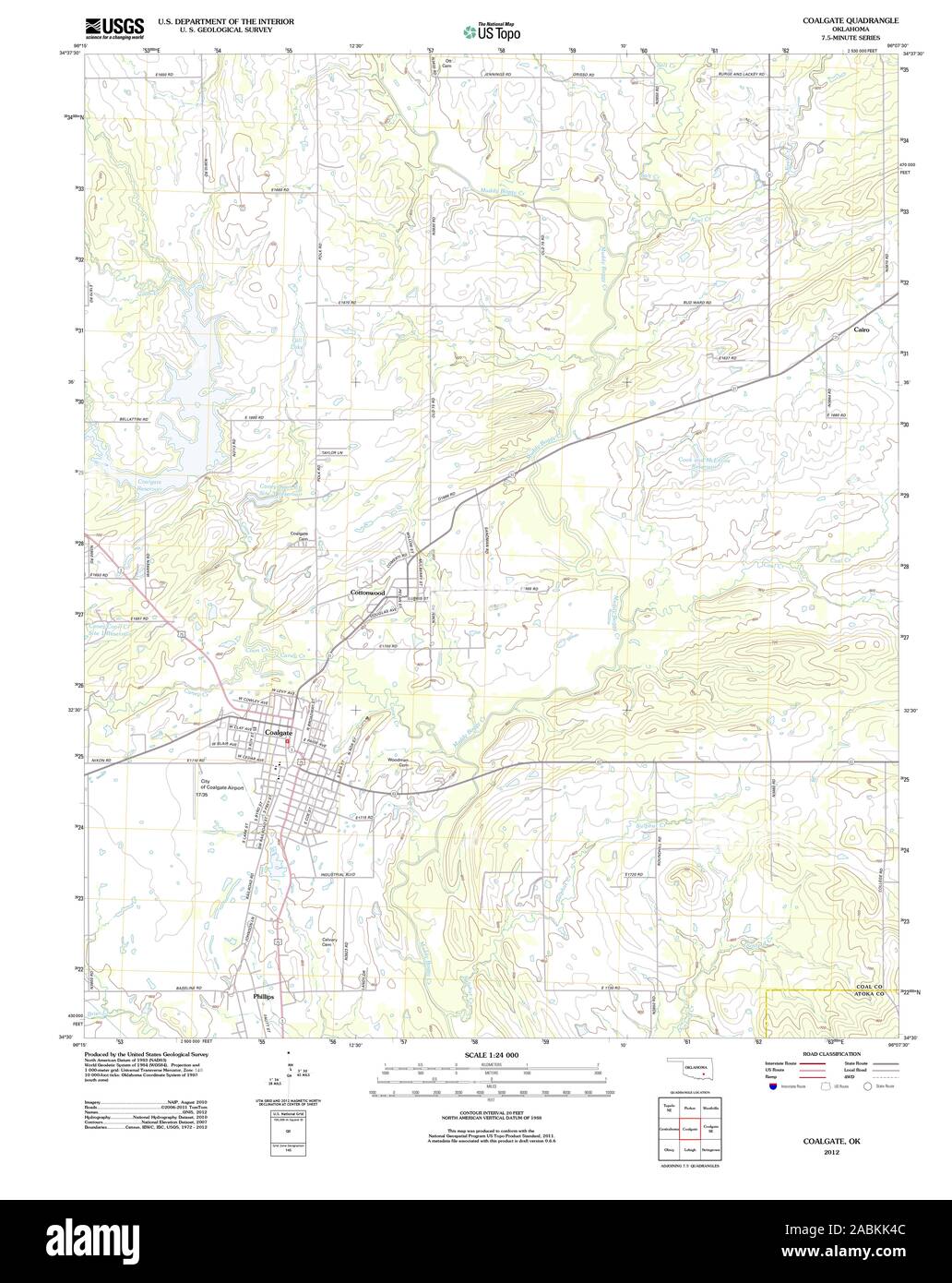 Mappa di coalgate oklahoma Immagini senza sfondo e Foto Stock
