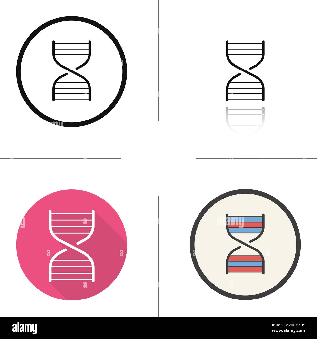 Catena del DNA modello icona. Design piatto, lineare e stili colore. Isolato illustrazioni vettoriali Illustrazione Vettoriale