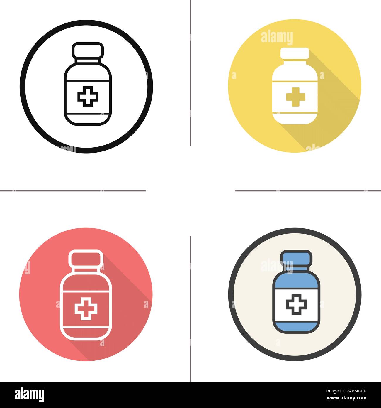 Pills bottiglia icona. Design piatto, lineare e stili colore. Flacone di farmaco. Isolato illustrazioni vettoriali Illustrazione Vettoriale