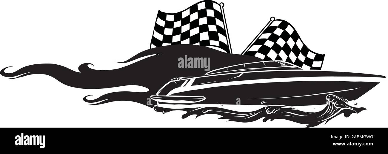 Illustrazione Vettoriale con barca grafica su sfondo bianco. Sea Ship Design. Illustrazione Vettoriale