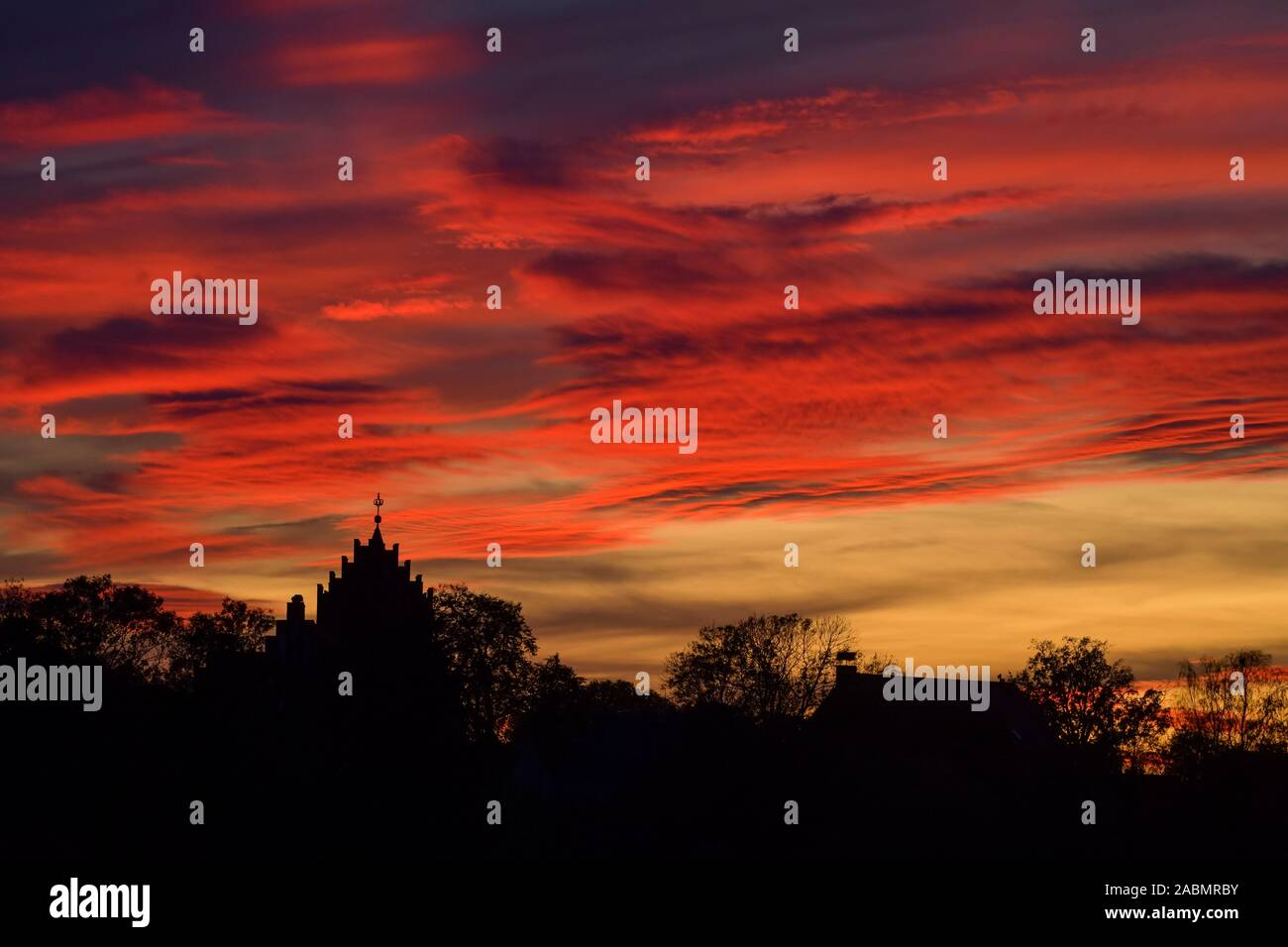 Himmel, Sonnenuntergang, "Abendrot", Linum, Brandeburgo, Deutschland Foto Stock