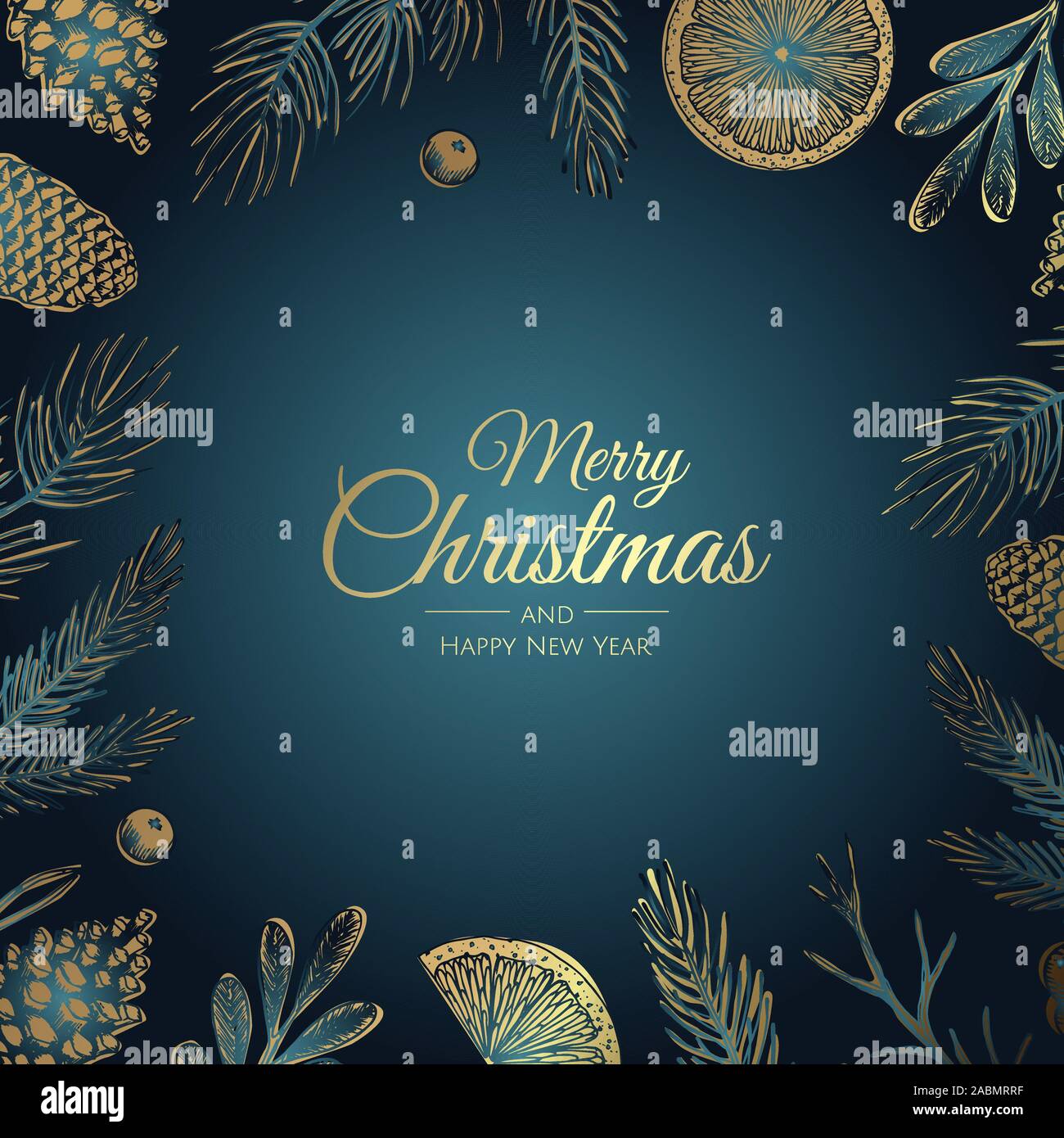 Buon Natale e Felice Anno Nuovo. Xmas sfondo con scatola regalo, fiocchi di neve e le sfere di design. Illustrazione Vettoriale