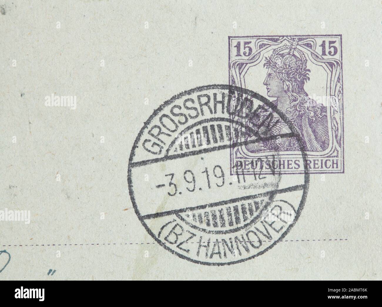 Timbro annullato Germania stampata su una cartolina, Reich tedesco Foto Stock