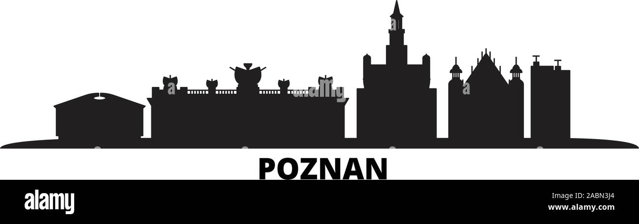 La Polonia, Poznan skyline della città isolata illustrazione vettoriale. Polonia, Poznan cityscape di viaggio con i punti di riferimento Illustrazione Vettoriale