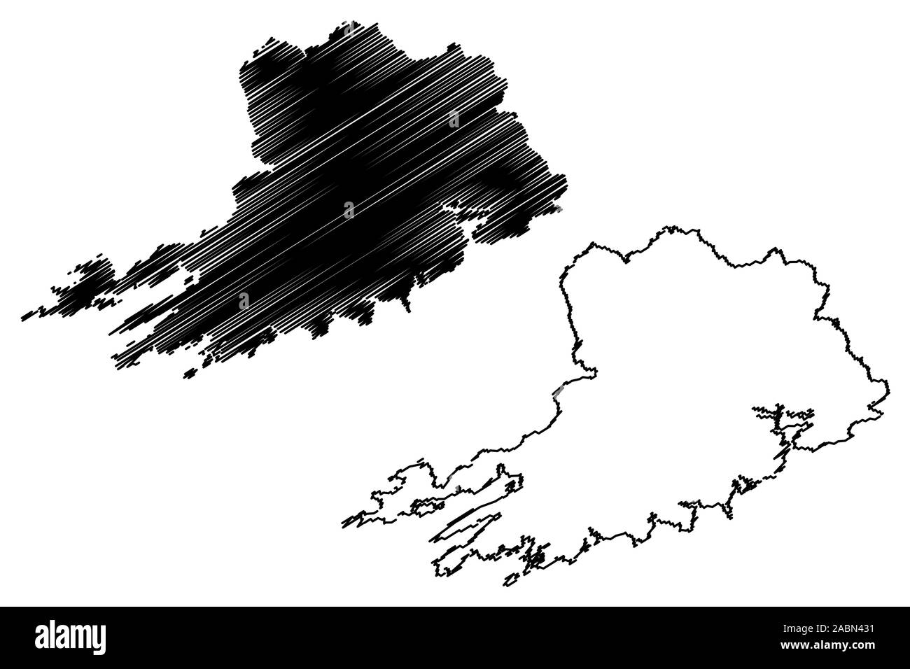 Del Consiglio di contea di Cork (Repubblica di Irlanda, contee dell'Irlanda) mappa illustrazione vettoriale, scribble sketch mappa di Cork Illustrazione Vettoriale