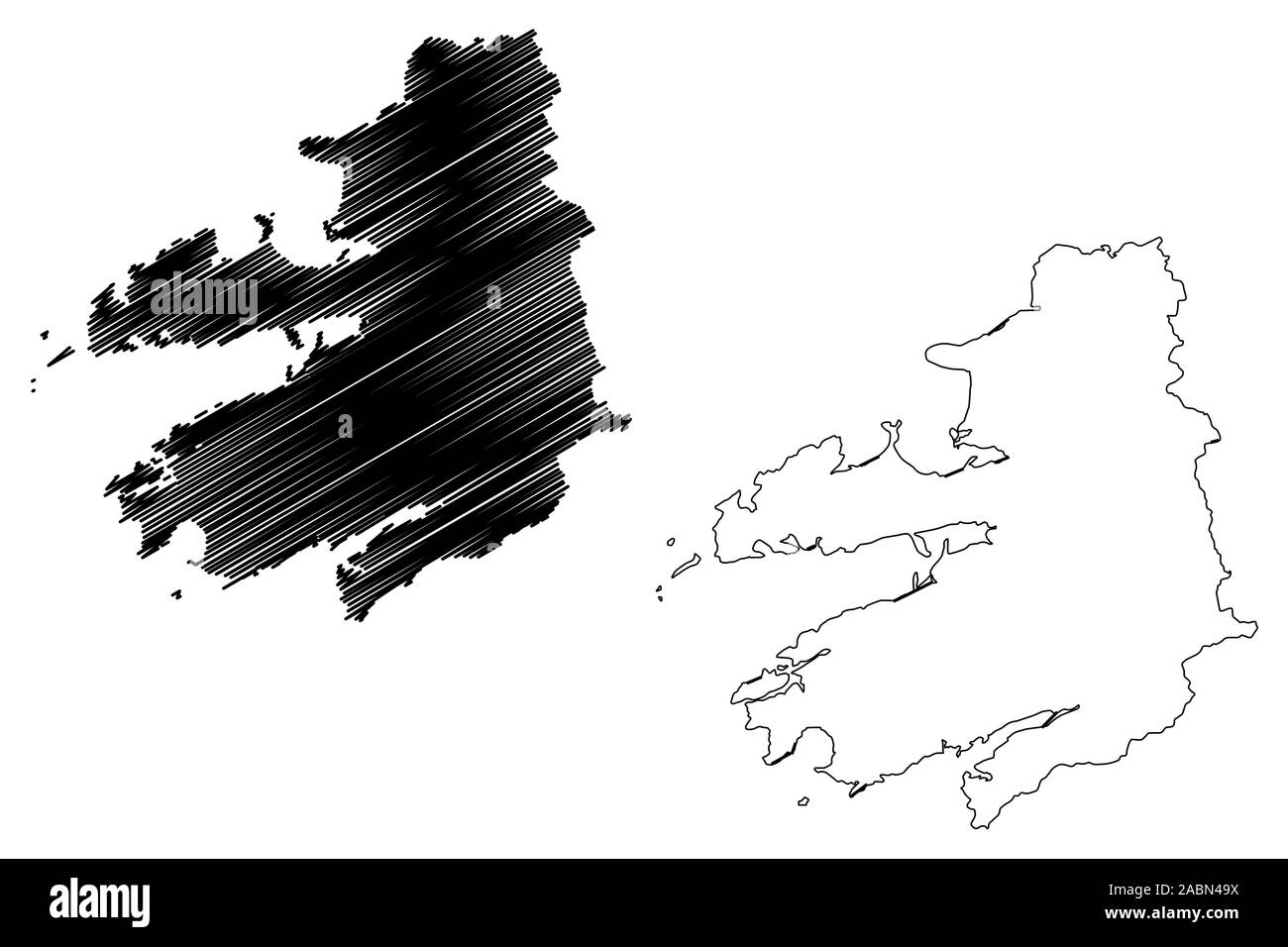 Kerry County Council (Repubblica di Irlanda, contee dell'Irlanda) mappa illustrazione vettoriale, scribble sketch mappa di Kerry Illustrazione Vettoriale