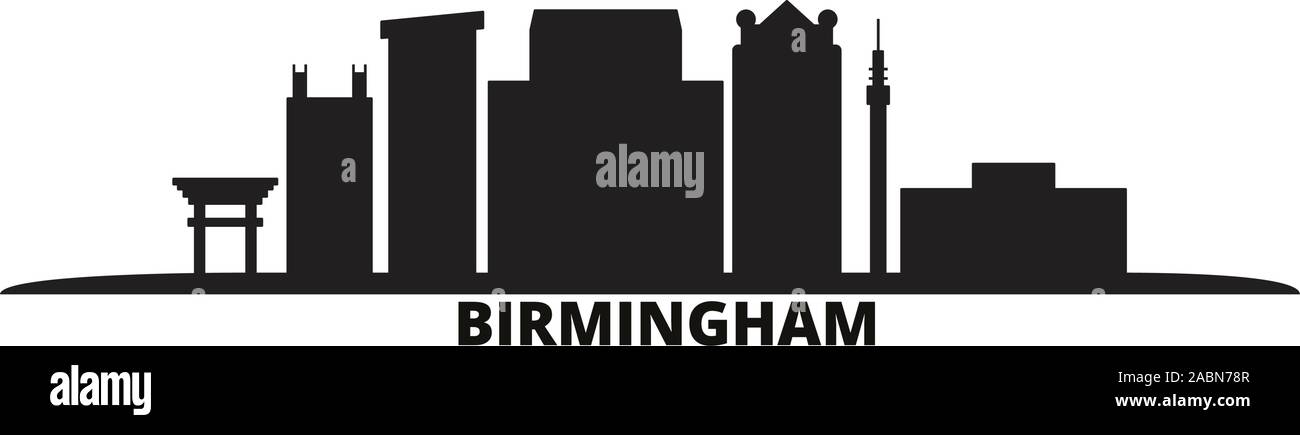 Stati Uniti, Birmingham City skyline isolato illustrazione vettoriale. Stati Uniti, Birmingham viaggio paesaggio urbano in nero Illustrazione Vettoriale