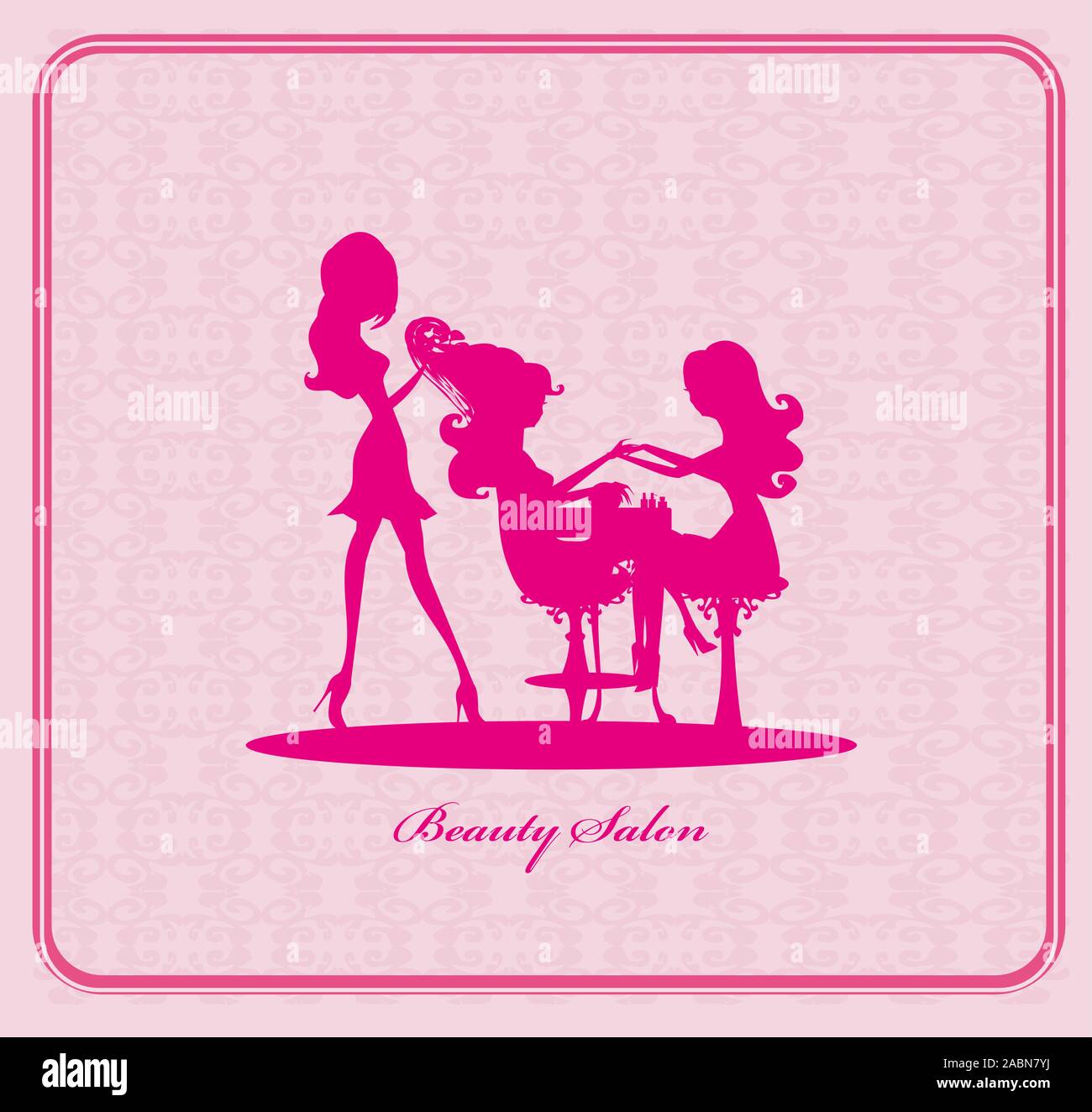 Ragazza in un salone di bellezza, di manicure e parrucchiere card Illustrazione Vettoriale