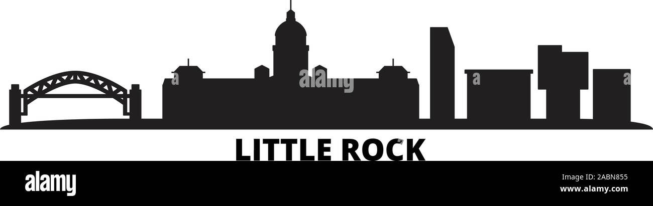 Stati Uniti, Little Rock dello skyline della città isolata illustrazione vettoriale. Stati Uniti, Little Rock viaggio paesaggio urbano in nero Illustrazione Vettoriale