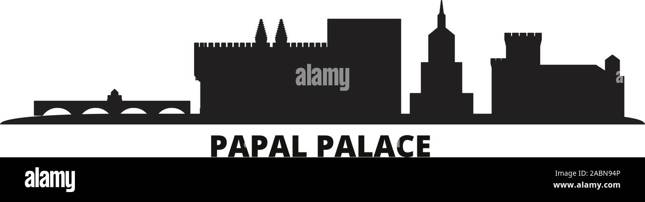Francia,Palazzo Papale, complesso episcopale Ponte di Avignone skyline della città isolata illustrazione vettoriale. Francia,Palazzo Papale, complesso episcopale Avignon Brid Illustrazione Vettoriale