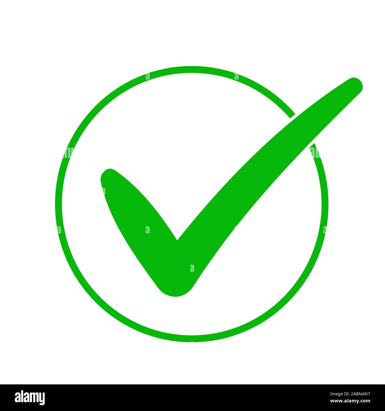 Icona segno di spunta verde in un cerchio. Segno di spunta di colore verde. Illustrazione Vettoriale