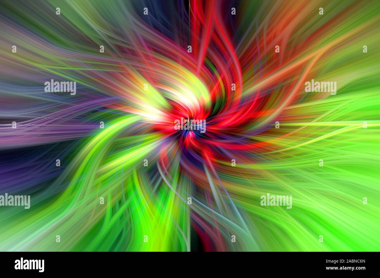 Rosso, verde, giallo, viola e nero linee piegate con fibre effetto. Sfondo Fantasy Foto Stock