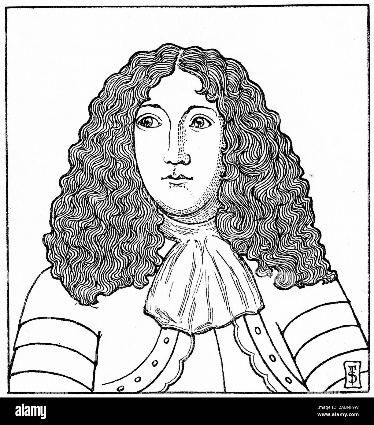 Incisi ritratto di John Graham di Claverhouse, primo Visconte Dundee (1648 - 1689), noto come il settimo Laird di Claverhouse fino a quando sollevate il viscountcy nel 1688, soldato scozzese e nobile, Tory e episcopali. Foto Stock