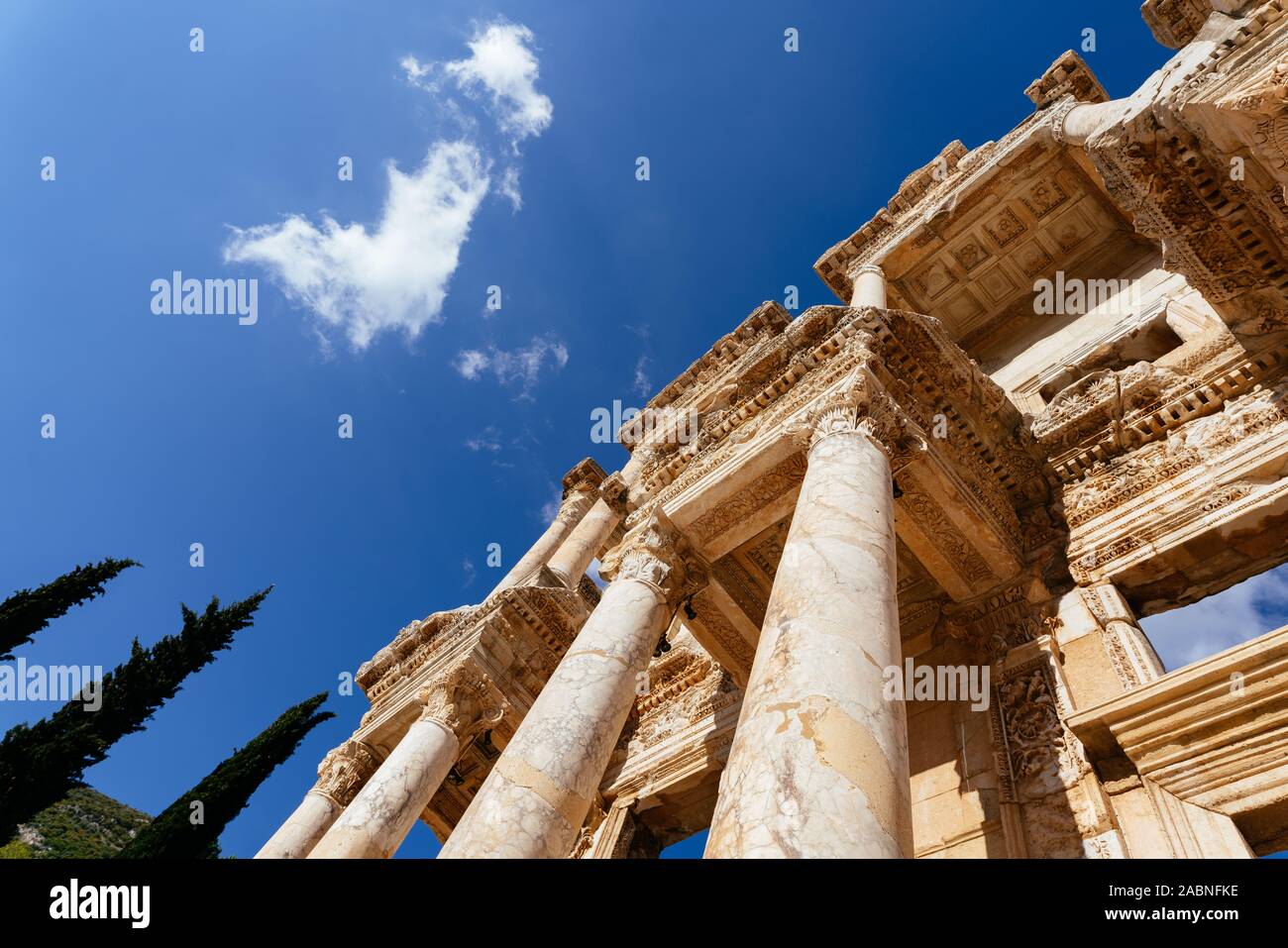 Biblioteca di Celso, resti di antiche Efeso in Turchia Foto Stock
